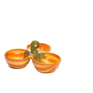 3 Section Server Pumpkin Themed Earthenware